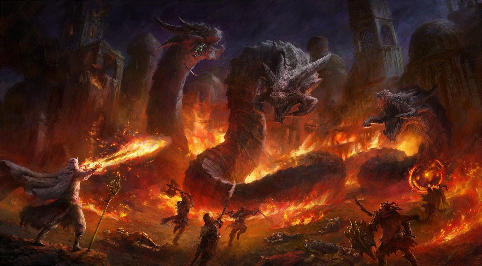 Blood & Doom - Scene of a party fighting a hydra outside of the city walls. Blood & Doom - Scene of a party fighting a hydra outside of the city walls.